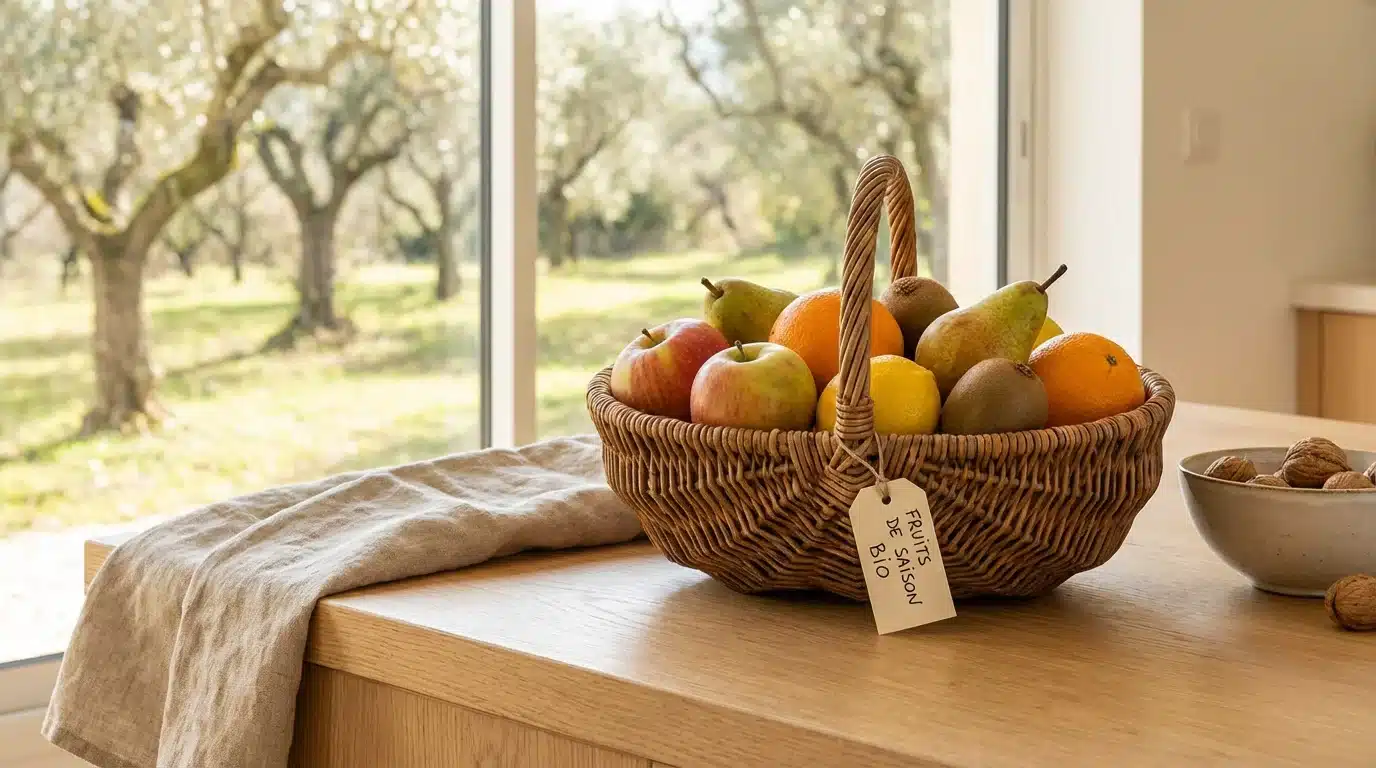 Panier de fruits bio issus de circuits courts français