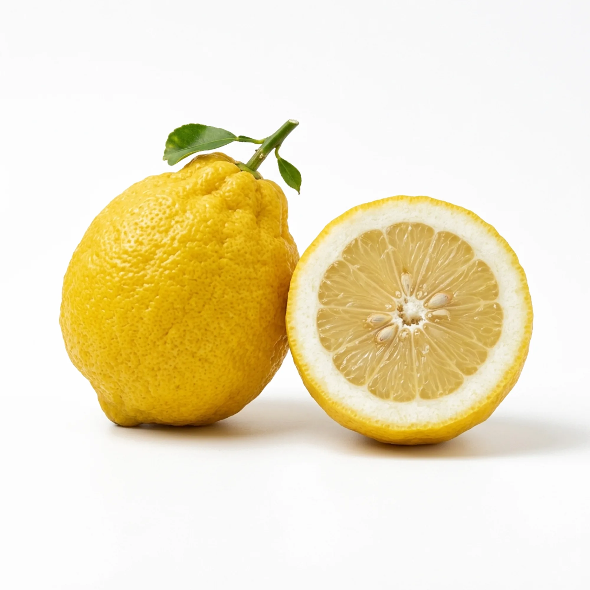 Citron entier et coupé sur fond blanc